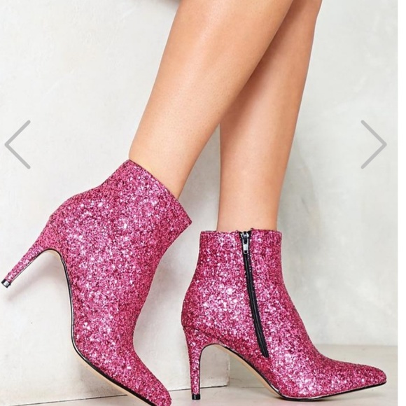 pink glitter booties